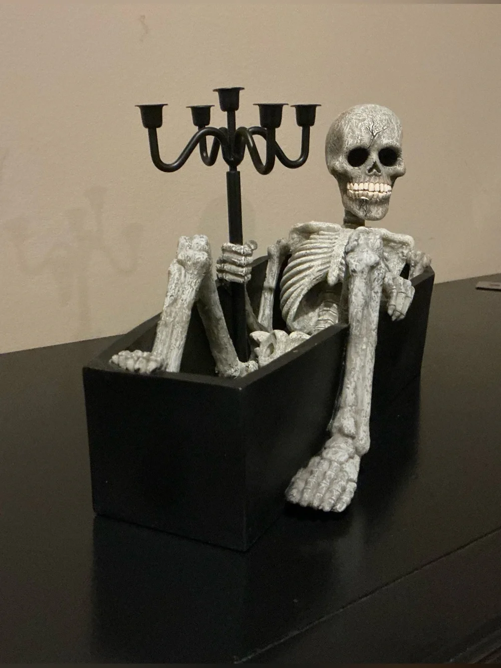 AMAZING Skeleton in Coffin Halloween Decor